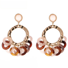 custom bohemian style small resin circles link earring women colored acrylic charm earrings